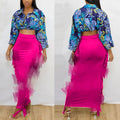 European and american export women's clothing:  casual sexy side-slit irregular tassel solid color butt-lifting midi skirt