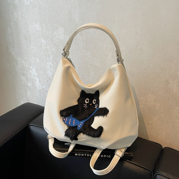 Student class backpack women's Korean version retro fashion large capacity tote bag 2025 winter niche design women's bag