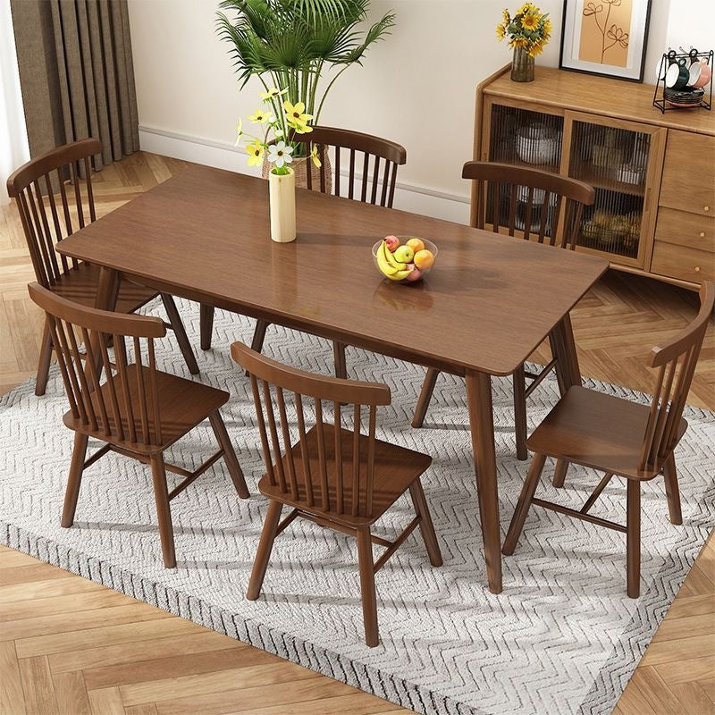Minimalist home square solid wood dining table walnut color table dining table and chair set solid wood dining table and chairs