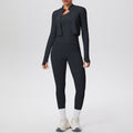Cloud-feel quick-dry zip-up jacket high-waisted yoga leggings set - outdoor casual running fitness activewear 3-piece set