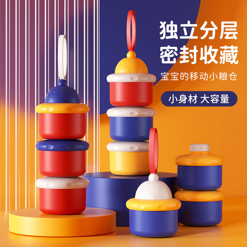 Baby milk powder box, independent layered milk powder grid, convenient three-layer milk powder storage box, removable milk powder jar wholesale
