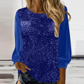 new european and american style women's casual round neck long sleeve loose fit sequin top for cross-border e-commerce