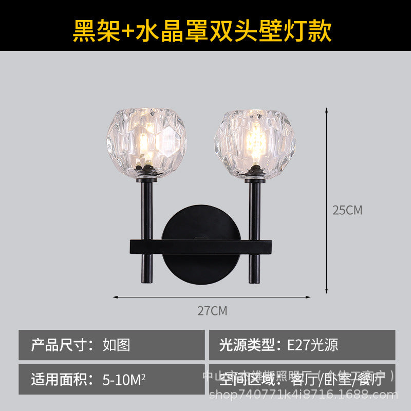 Modern french brass three-dimensional faceted crystal glass wall sconce - luxury soft lighting for b&b guest rooms and bathroom mirrors