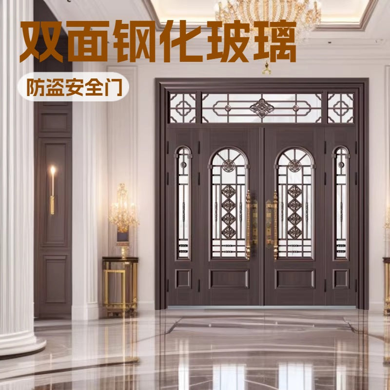 Villa entrance double door, security door, entry door, cast aluminum door, anti-theft door, grade a home zinc alloy door