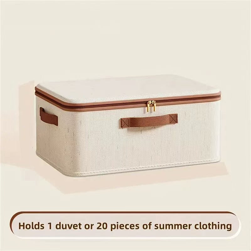 Cross-border new Tianshan cotton and linen storage box household bedroom zipper storage box clothes with lid storage box clothes