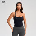 Cross-strap camisole tank top for women with built-in bra pads - no bra needed - cropped fitness yoga top yg-1008