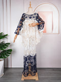 new european and american cross-border e-commerce  butterfly floral dress african  lace patchwork robe
