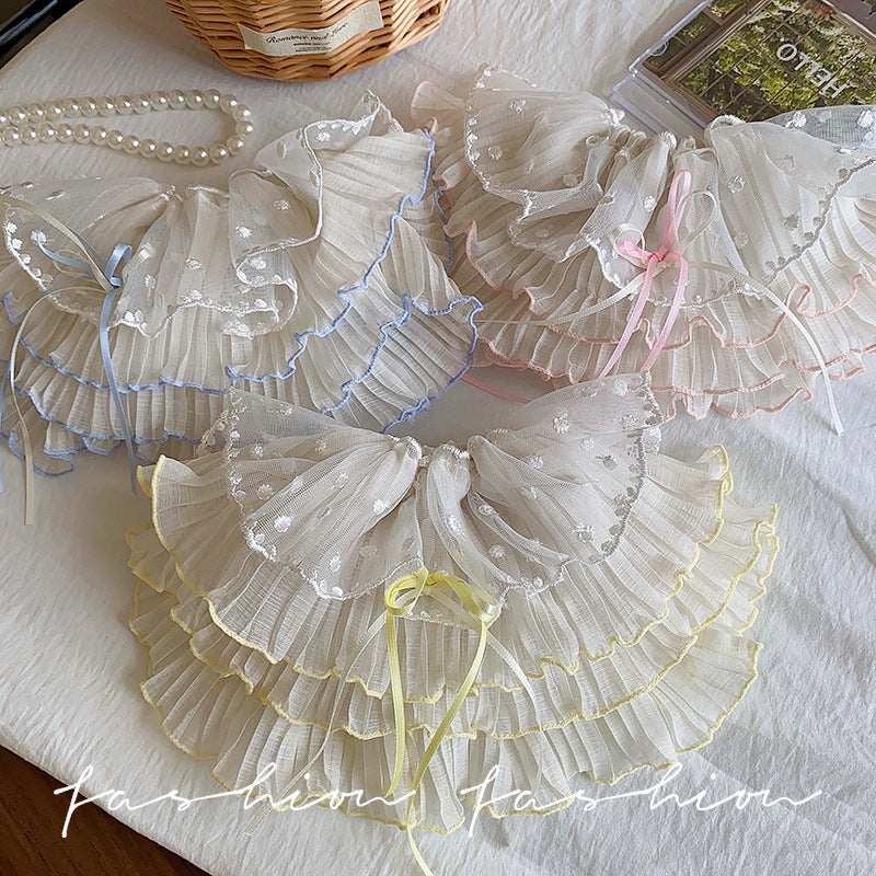 Mesh bow lace large intestine hair tie female french gentle hair rope hair tie large headwear spring fairy style