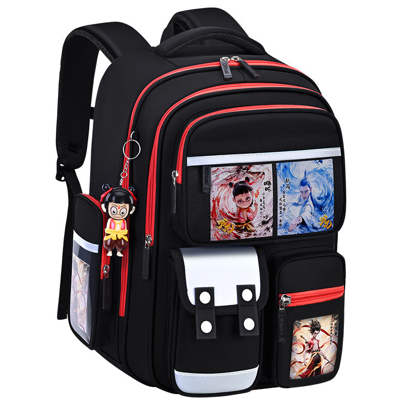 Nezha boy's schoolbag - lightweight, spine-protecting backpack for elementary school students (grades 1-6), suitable for boys and girls