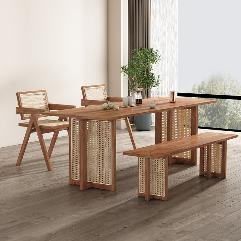 Nordic solid wood rattan dining table and chair set - compact, minimalist design for home, restaurant, or b&b - rectangular dining table