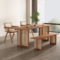 Nordic solid wood rattan dining table and chair set - compact, minimalist design for home, restaurant, or b&b - rectangular dining table