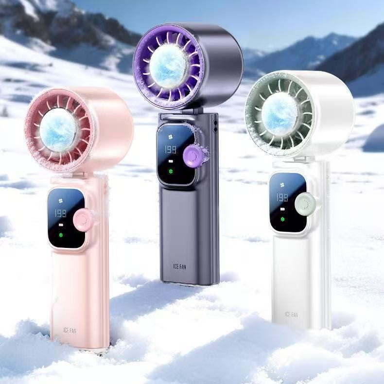 2026 new handheld neck fan with digital display, usb rechargeable, mini portable outdoor camping fan - powerful wind, low power consumption