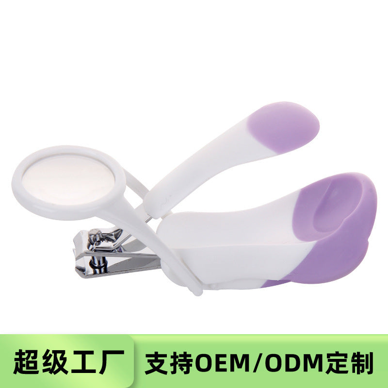 Manufacturer baby magnifying glass nail clippers nail clippers newborn baby care tools trimming knife oem export