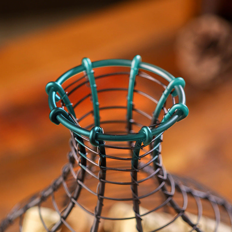 Cross-border  solid wood red wine plug storage basket wrought iron European commercial hotel wine oak plug collection basket