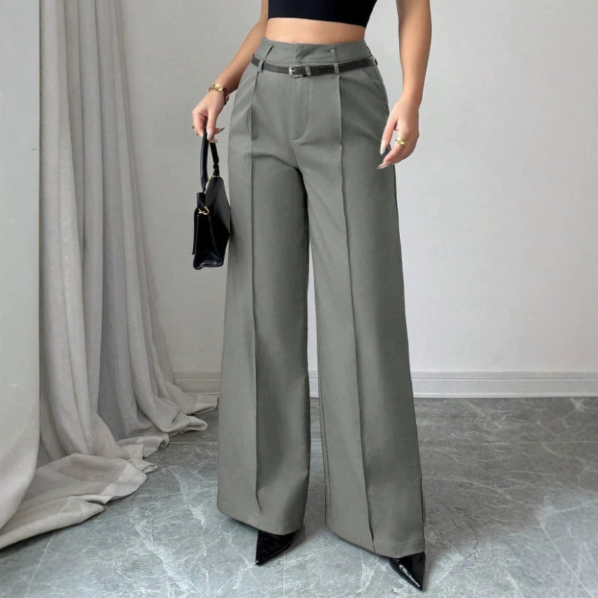 fashionfall and winternew arrivalladies casualelegantwork clothinghigh waistloosestraight-legpants suit pants
