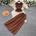 Korean style commute-friendly sleeveless vest a-line skirt two-piece set for women, spring 2026, slim fit, high-waisted outfit