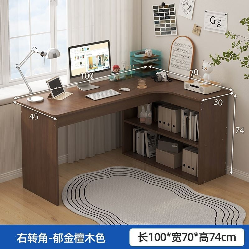 Nordic student desk with bookshelf - all-in-one home bedroom desktop computer desk - assembled study table for elementary school students - writing desk