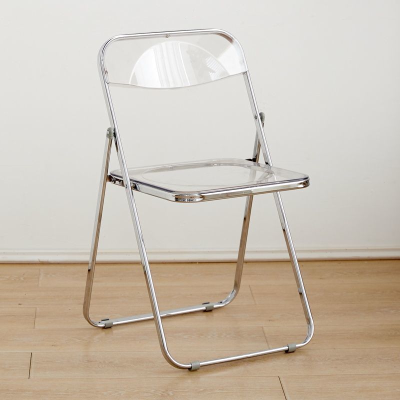 Minimalist folding chair - transparent acrylic photo booth chair for clothing stores, trendy influencer makeup stool, crystal backrest dining chair