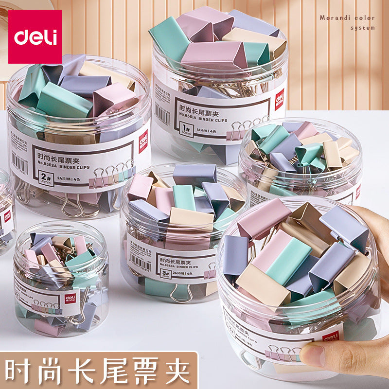 Deli long tail clip mixed large color ticket clip swallow tail clip small clip fish tail clip 15mm iron clip wholesale