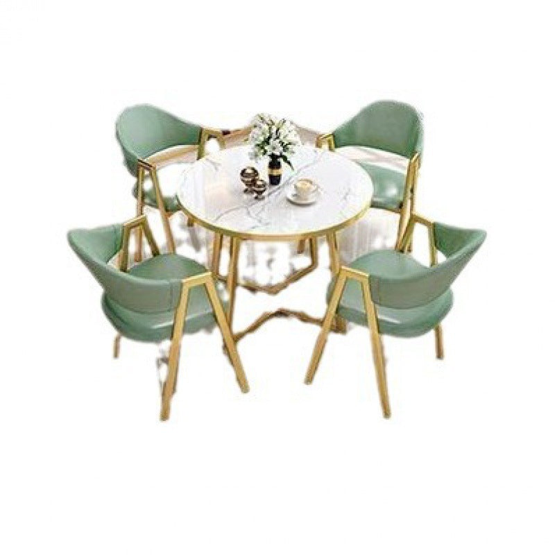 Nordic light luxury negotiation table and chair set - modern minimalist coffee shop/milk tea shop small round table for sales centers and casual reception areas