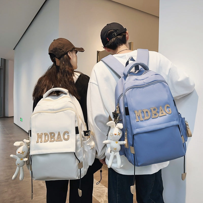 New schoolbag, girls, college students, high school students, burgundy backpack, junior high school students, large-capacity burden reduction backpack