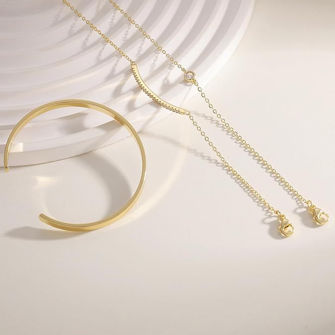 Fashion cross-border new arrival inlaid single zircon open bracelet glossy plain ring tennis chain bracelet multi-piece set of jewelry
