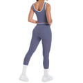 Cross high waist sports suit women's contrast color nude tight yoga clothes quick-drying breathable outdoor running fitness suit