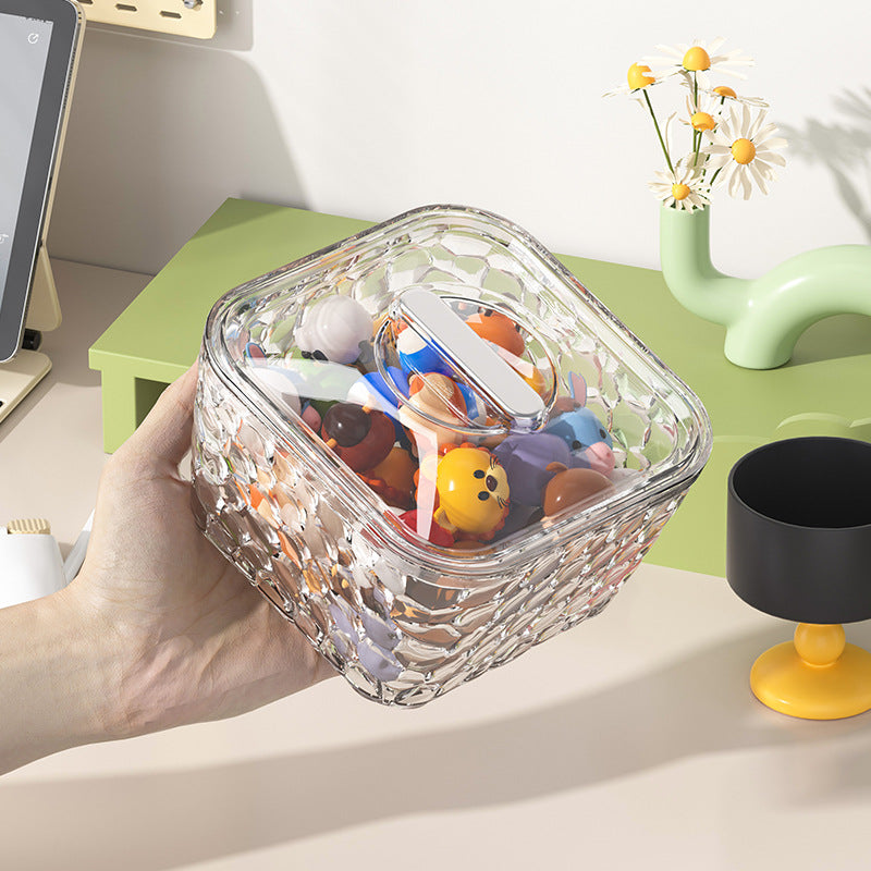 Cross-border dopamine girl rubber band hand jewelry box large capacity desktop hair band box with lid hairpin jewelry storage box