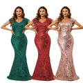 Special offer: european & american fashion sexy sequin maxi dress - solid color, elegant, luxurious wedding, prom, and evening gown