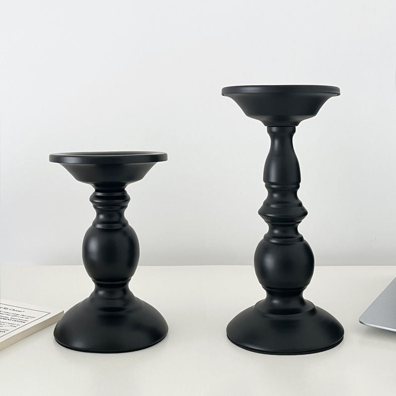Quirky & creative retro black roman column candle holder - iron art decorative tabletop accent for aromatherapy candles