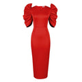 Summer plus size cutout pleated solid color high waist evening party dress women's party dress