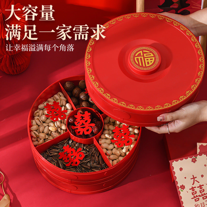 Chinese style for home multi-layer fruit plate living room coffee table fruit plate candy box dried fruit box new year festive melon seed box