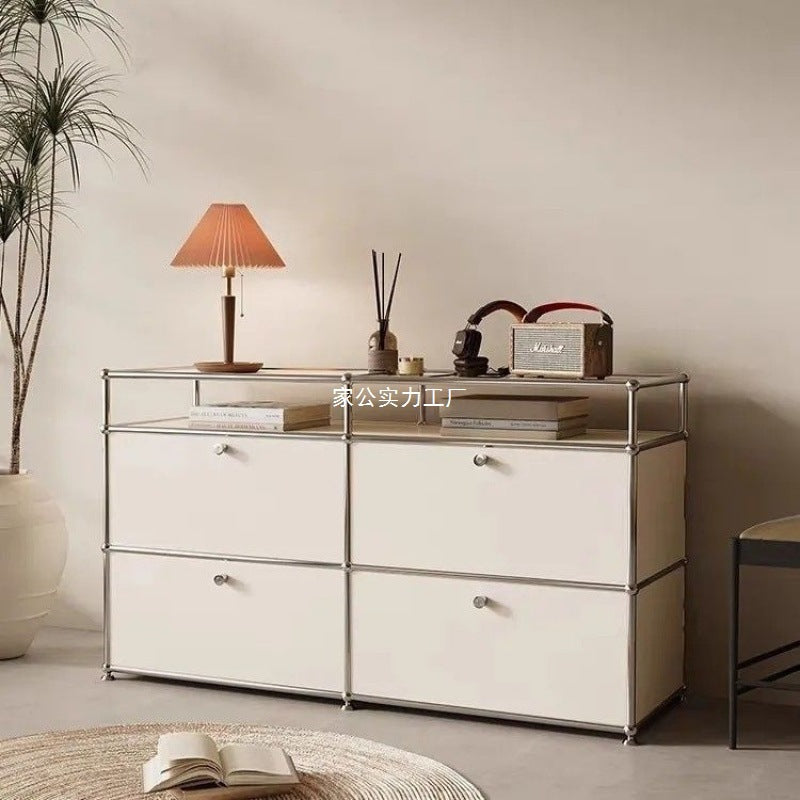 Stainless steel medieval bedside table USM bedroom modern simple shelf ins module storage TV side cabinet complete