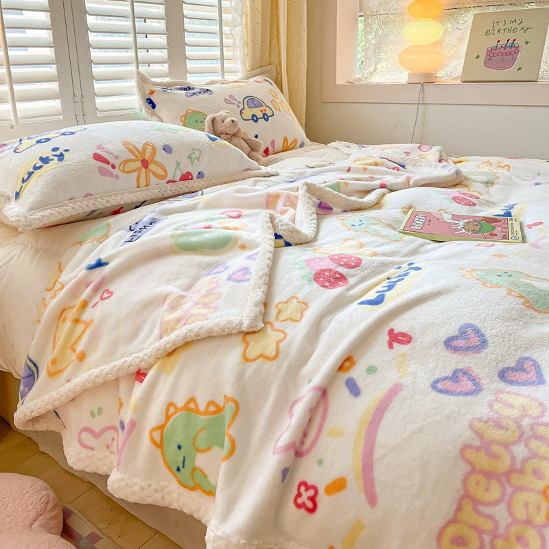 Winter flannel blanket thickened warm coral fleece blanket milk fleece nap blanket office blanket wholesale