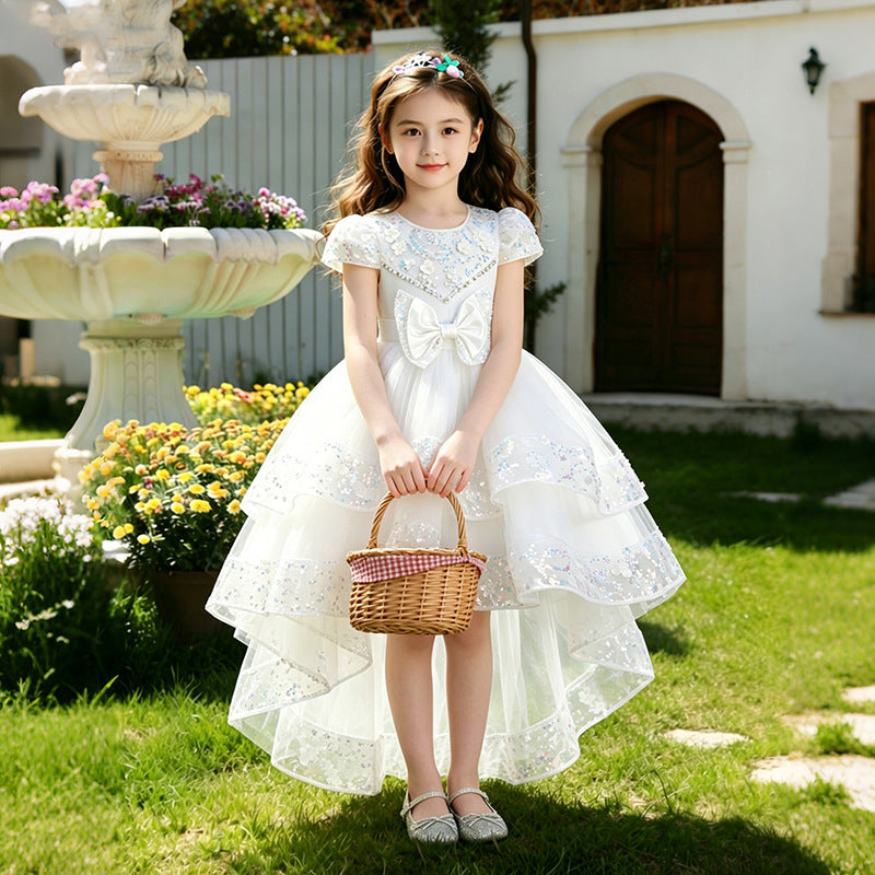 Ready-to-ship wholesale girls' dresses,  new style flower girl trailing gown, birthday party, children's day performance, princess dress, summer collection