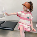 Girls' short-sleeve t-shirt set - summer  new collection - girls' summer clothing - kids' summer outfits - girls' summer apparel (big girls)