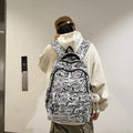 Niche style american graffiti junior high school and college students large capacity backpack stylish checkerboard grids high school student backpack