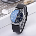 Blue light three-eye men's watch wish model plastic mesh belt casual men's watch quartz watch scale calendar trendycasual