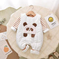 Newborn baby clothes autumn winter casual cartoon cotton-padded romper, super cute fleece-lined cotton two-piece set for baby boys