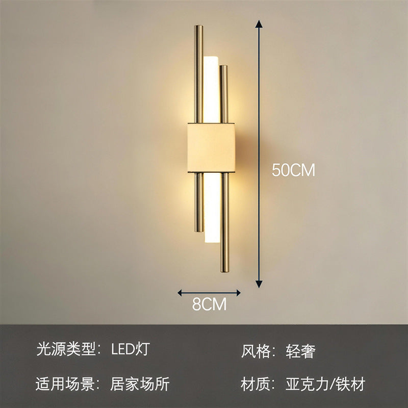 Italian normcore double pole long frosted soft light strip house staircase entrance living room background wall normcore linear wall lamp