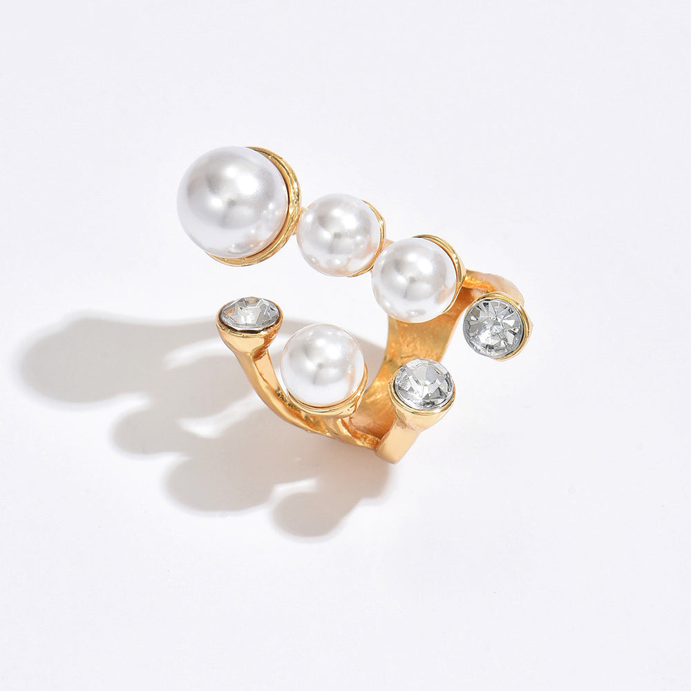 Wholesale pearl ring sets - european & american cross-border vintage faux pearl irregular high-end ring jewelry for women
