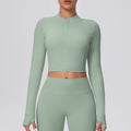 Short zippered outdoor running sports yoga outwearslimming look fitness long sleevesoutwear cloud-like quick-drying yoga clothes for women