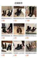 Grape mom fall and winter washed horsehide pleated thick heel boots high heel women's new arrival lightweight thick sole chelsea short boots