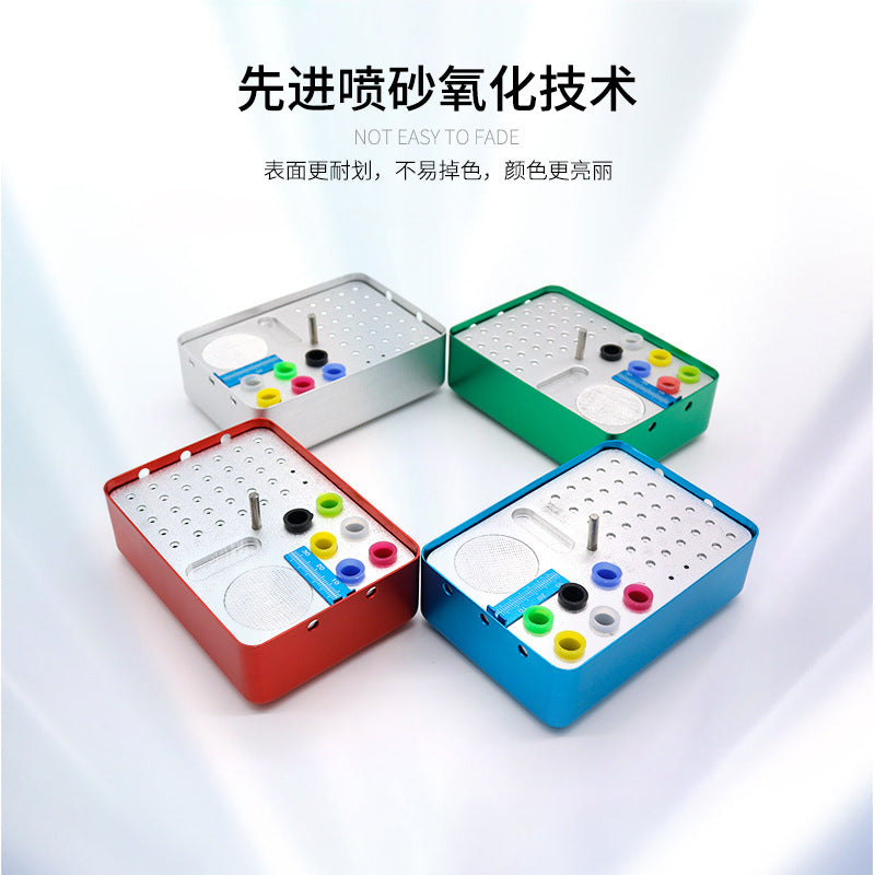 Dental enlarged needle and tooth glue tip disinfection box 35-hole high-speed car needle box three-purpose tape ruler multi-functional car needle disinfection box