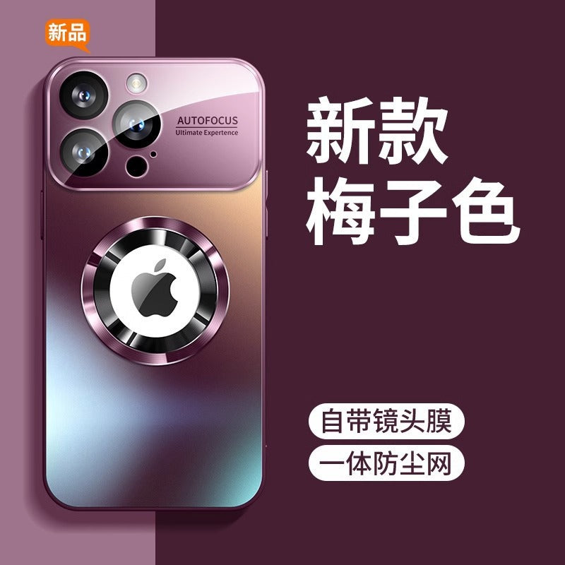 Suitable for apple 17promax mobile phone case large window missing mark magnetic frosted anti-fall iphone15 protective case 14