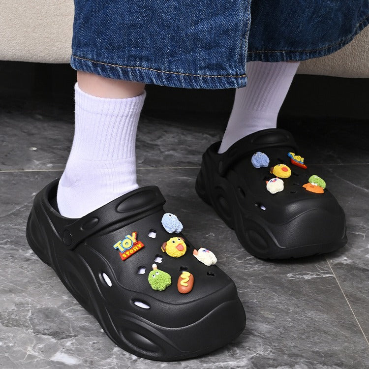 Evathick sole crocs women's summer outwearnon-slip2024new arrival stomping on shit beach baotou half cool slippers