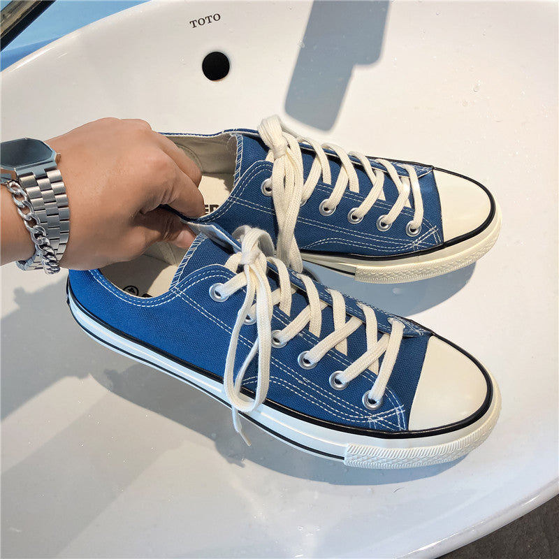 Classic 1970s low-top canvas shoes - unisex retro oiled veneer shoes - korean style student canvas sneakers for men and women