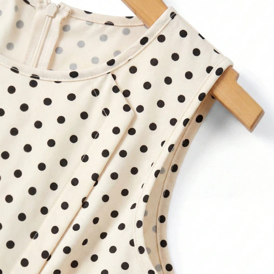 women's fashion:  summer new arrivals - european & american style, figure-flattering, polka dot, ruffle hem, sleeveless dress