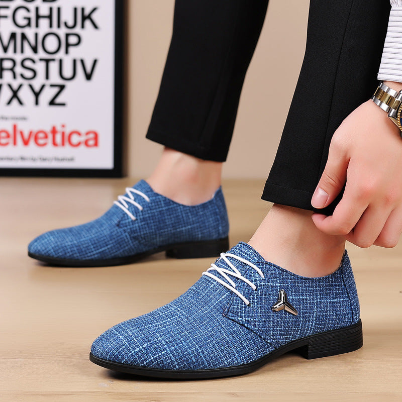 Men's plus size canvas shoes - breathable pointed toe linen canvas dress shoes - business casual shoes - beijing old cloth shoes