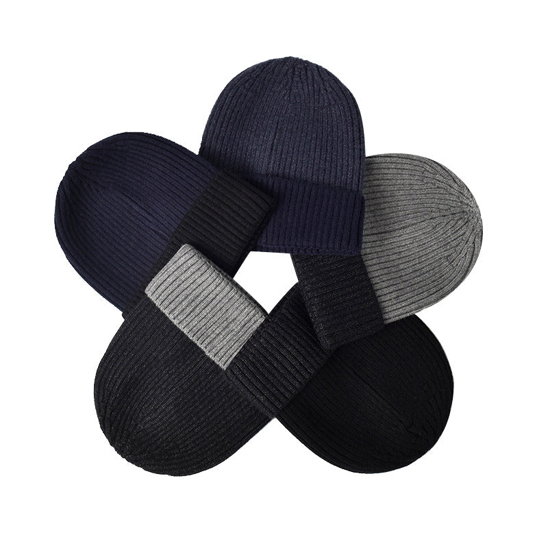 Rabbit velvet core-spun yarn knitted hat winter new men's and women's warm wool hat crimped hat outdoor dome pullover hat